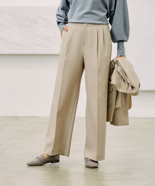 GLOBAL WORK（グローバルワーク）の「お手入れラクラクセットアップ/ワイドパンツ/253482（その他パンツ・レディース・グレイッシュベージュ/ライトベージュ/ブラック/ダークグレー/ベージュ系その他3・X-SMALL/LARGE/MEDIUM/SMALL）」の15枚目の写真