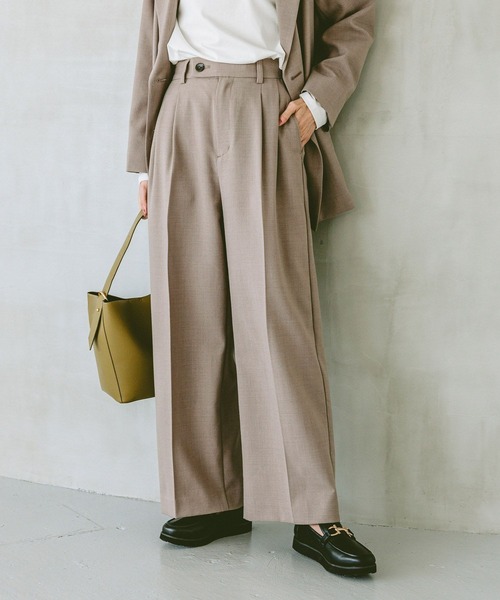 GLOBAL WORK（グローバルワーク）の「お手入れラクラクセットアップ/ワイドパンツ/253482（その他パンツ・レディース・グレイッシュベージュ/ライトベージュ/ブラック/ダークグレー/ベージュ系その他3・X-SMALL/LARGE/MEDIUM/SMALL）」の20枚目の写真