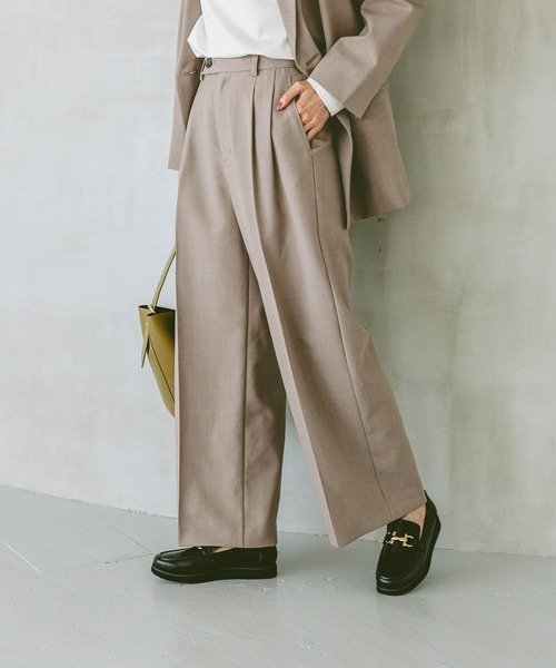 GLOBAL WORK（グローバルワーク）の「お手入れラクラクセットアップ/ワイドパンツ/253482（その他パンツ・レディース・グレイッシュベージュ/ライトベージュ/ブラック/ダークグレー/ベージュ系その他3・X-SMALL/LARGE/MEDIUM/SMALL）」の21枚目の写真