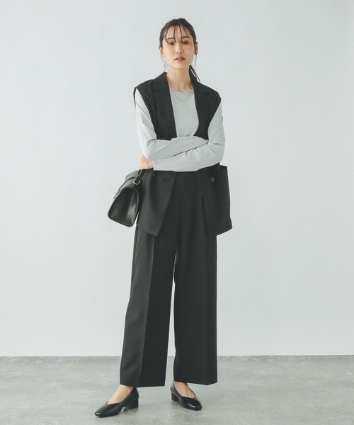 GLOBAL WORK（グローバルワーク）の「お手入れラクラクセットアップ/ワイドパンツ/253482（その他パンツ・レディース・グレイッシュベージュ/ライトベージュ/ブラック/ダークグレー/ベージュ系その他3・X-SMALL/LARGE/MEDIUM/SMALL）」の22枚目の写真