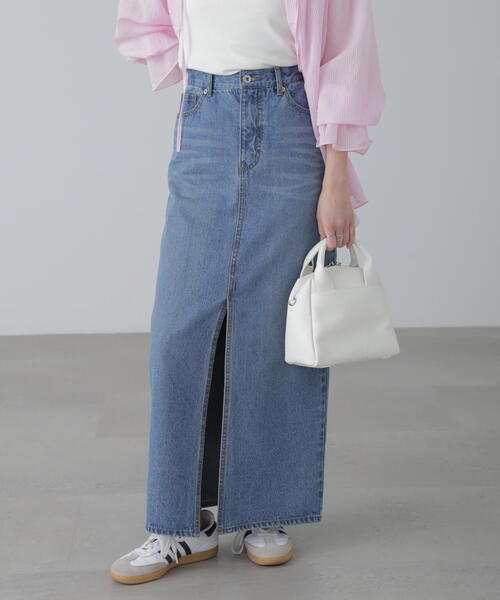 FREE'S MART（フリーズマート）の「◆［MFM］デニムナロースカート（デニムスカート・レディース・ホワイト/ライトインディゴブルー/ブルー系その他・SMALL/MEDIUM）」の2枚目の写真