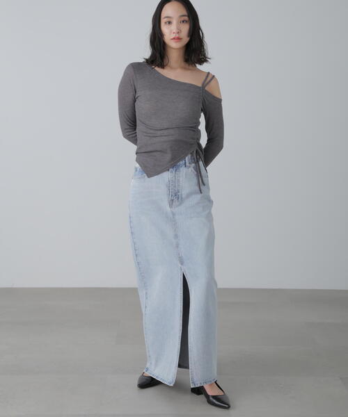 FREE'S MART（フリーズマート）の「◆［MFM］デニムナロースカート（デニムスカート・レディース・ホワイト/ライトインディゴブルー/ブルー系その他・SMALL/MEDIUM）」の3枚目の写真