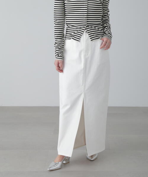 FREE'S MART（フリーズマート）の「◆［MFM］デニムナロースカート（デニムスカート・レディース・ホワイト/ライトインディゴブルー/ブルー系その他・SMALL/MEDIUM）」の5枚目の写真