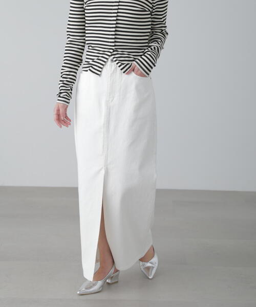 FREE'S MART（フリーズマート）の「◆［MFM］デニムナロースカート（デニムスカート・レディース・ホワイト/ライトインディゴブルー/ブルー系その他・SMALL/MEDIUM）」の6枚目の写真