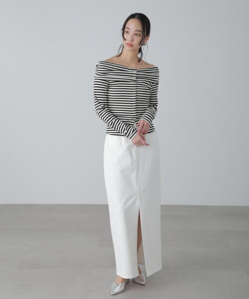 FREE'S MART（フリーズマート）の「◆［MFM］デニムナロースカート（デニムスカート・レディース・ホワイト/ライトインディゴブルー/ブルー系その他・SMALL/MEDIUM）」の11枚目の写真