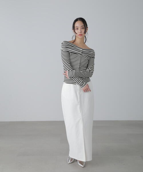 FREE'S MART（フリーズマート）の「◆［MFM］デニムナロースカート（デニムスカート・レディース・ホワイト/ライトインディゴブルー/ブルー系その他・SMALL/MEDIUM）」の12枚目の写真