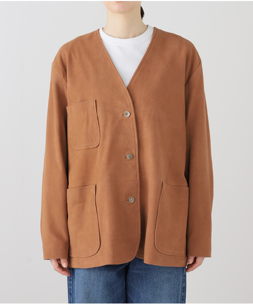 FRAMeWORK（フレームワーク）の「THRIFTY LOOK leather カバーオール（ライダースジャケット・レディース・キャメル・FREE）」の22枚目の写真