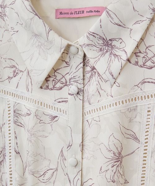 Maison de FLEUR（メゾンドフルール）の「はしごレースシャツワンピース（ワンピース・レディース・ラベンダー/その他14・FREE）」の14枚目の写真