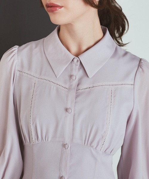 Maison de FLEUR（メゾンドフルール）の「はしごレースシャツワンピース（ワンピース・レディース・ラベンダー/その他14・FREE）」の5枚目の写真