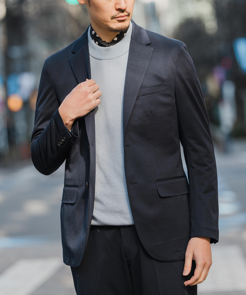 EDIFICE(エディフィス)の「ハイツイスト ジャージー 2B ジャケット【セットアップ着用可】(テーラードジャケット・メンズ・ネイビー/ベージュ/チャコールグレー・X-SMALL/SMALL/XX-LARGE/X-LARGE/LARGE/MEDIUM)」の3枚目の写真