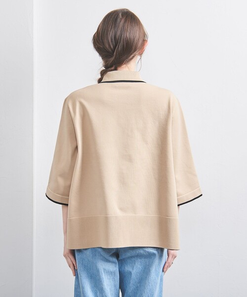 ユナイテッドアローズ　ミニマルフリルポロニット　ベージュ ミニマル フリル ポロニット（ニット/セーター）｜UNITED ARROWS