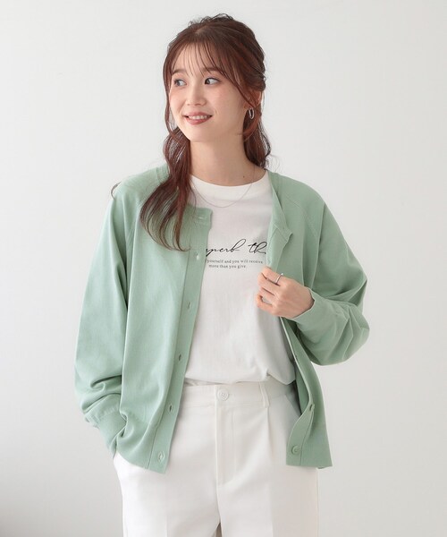 DRESKIP（ドレスキップ）の「【洗える/S-LL/前後2WAY】クルーネックニットカーディガン（カーディガン/ボレロ・レディース・ブラック/イエロー系その他/ナチュラル/グリーン系・01/02/03/04）」の7枚目の写真