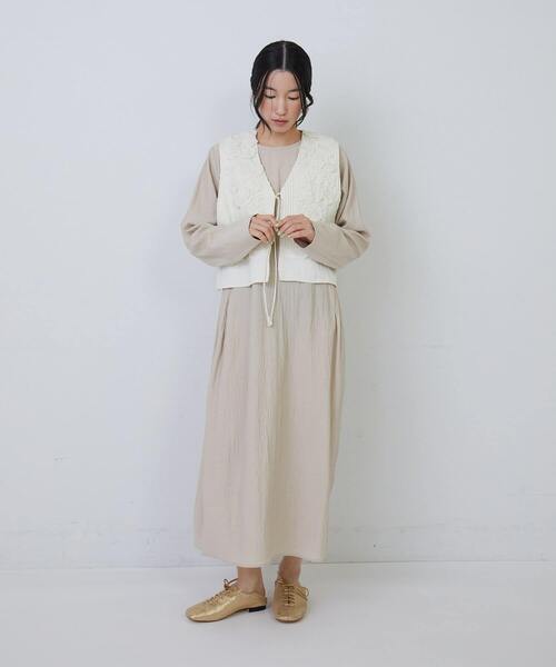 conges payes ADIEU TRISTESSE(コンジェ ペイエ アデュートリステス)の「インドコットンサテンベスト(ベスト・レディース・チャコールグレー/オフホワイト・38)」の3枚目の写真