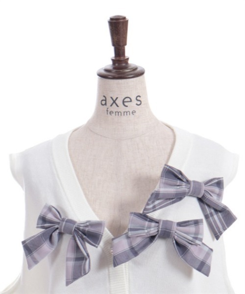 axes femme(アクシーズファム)の「チェックリボンブローチベスト(ニット/セーター・レディース・ブラック/キナリ/ネイビー・FREE)」の17枚目の写真