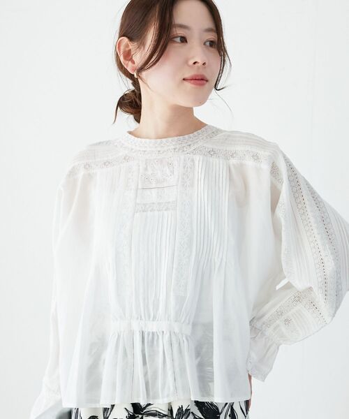 le.coeur blanc(ルクールブラン)の「《手洗い可能》Fanakaリバーレースブラウス(シャツ/ブラウス・レディース・オフホワイト/ブルー・38)」の20枚目の写真