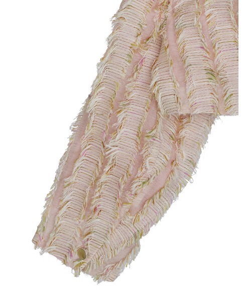 セール】MIX PINK SHAGGY SHORT JACKET（ノーカラージャケット