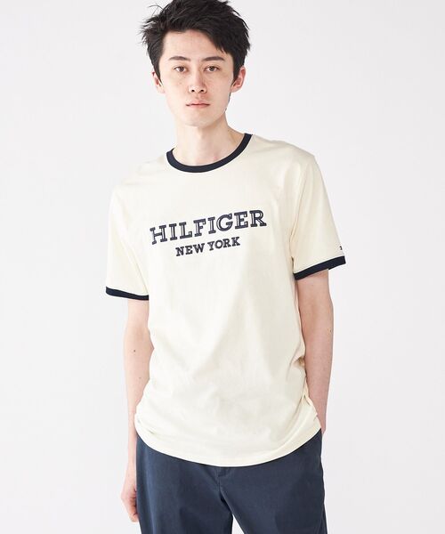 TOMMY HILFIGER(トミーヒルフィガー)の「【オンライン限定】【ユニセックス】トミーヒルフィガー モノタイプリンガーTシャツ(Tシャツ/カットソー・メンズ・ブルー/ホワイト/ネイビー/ベージュ・X-LARGE/X-SMALL/SMALL/LARGE/MEDIUM)」の6枚目の写真