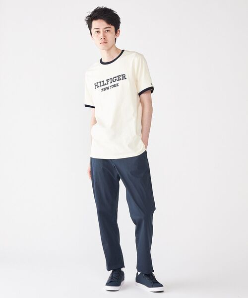 TOMMY HILFIGER(トミーヒルフィガー)の「【オンライン限定】【ユニセックス】トミーヒルフィガー モノタイプリンガーTシャツ(Tシャツ/カットソー・メンズ・ブルー/ホワイト/ネイビー/ベージュ・X-LARGE/X-SMALL/SMALL/LARGE/MEDIUM)」の7枚目の写真