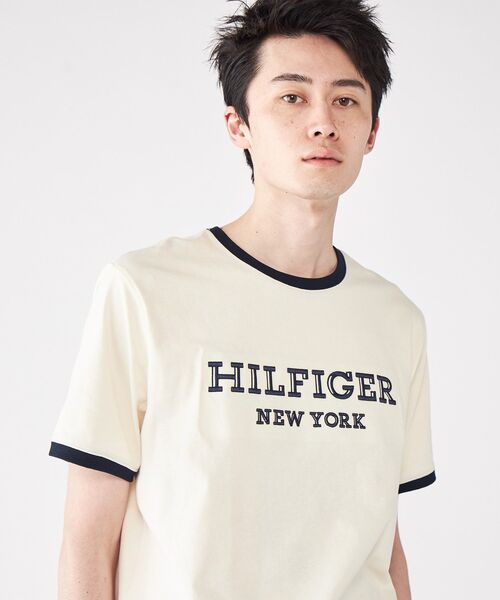 TOMMY HILFIGER(トミーヒルフィガー)の「【オンライン限定】【ユニセックス】トミーヒルフィガー モノタイプリンガーTシャツ(Tシャツ/カットソー・メンズ・ブルー/ホワイト/ネイビー/ベージュ・X-LARGE/X-SMALL/SMALL/LARGE/MEDIUM)」の8枚目の写真