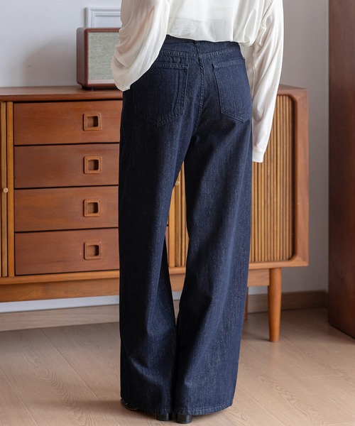 DAY CLOSET(デイ クローゼット)の「レディース ビッグシルエットハイウエストワイドデニムパンツ+ベルト 2点セット(デニムパンツ・レディース・ブラック/ダークネイビー/ライトブルー・M/L/S/XL)」の12枚目の写真