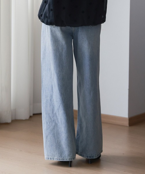DAY CLOSET(デイ クローゼット)の「レディース ビッグシルエットハイウエストワイドデニムパンツ+ベルト 2点セット(デニムパンツ・レディース・ブラック/ダークネイビー/ライトブルー・M/L/S/XL)」の19枚目の写真