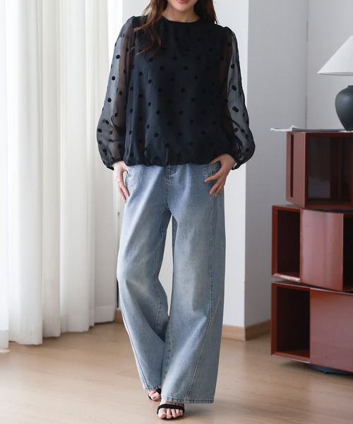 DAY CLOSET(デイ クローゼット)の「レディース ビッグシルエットハイウエストワイドデニムパンツ+ベルト 2点セット(デニムパンツ・レディース・ブラック/ダークネイビー/ライトブルー・M/L/S/XL)」の20枚目の写真