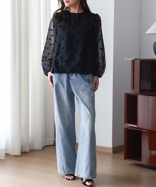 DAY CLOSET(デイ クローゼット)の「レディース ビッグシルエットハイウエストワイドデニムパンツ+ベルト 2点セット(デニムパンツ・レディース・ブラック/ダークネイビー/ライトブルー・M/L/S/XL)」の21枚目の写真