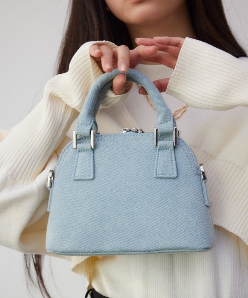 AZUL by moussy(アズールバイマウジー)の「デニムミニダブルジッパーバッグ(ショルダーバッグ・レディース・ライトブルー/ピンク・FREE)」の3枚目の写真