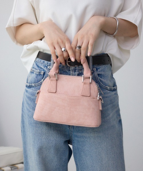 AZUL by moussy(アズールバイマウジー)の「デニムミニダブルジッパーバッグ(ショルダーバッグ・レディース・ライトブルー/ピンク・FREE)」の4枚目の写真