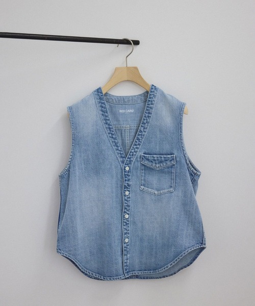 RED CARD TOKYO(レッドカード)の「【RED CARD TOKYO(レッドカードトーキョー)for SALON】別注GILET blouse / デニムジレベスト(ベスト・レディース・ブルー系その他6・FREE)」の8枚目の写真