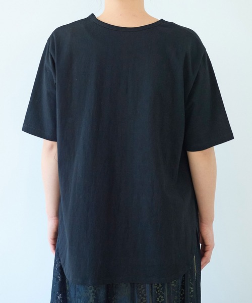△コットンレース刺繍Tシャツ（Tシャツ/カットソー）｜yuni