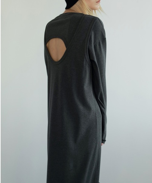 anuke（アンヌーク）の「Back Layered Onepiece（ワンピース・レディース・チャコールグレー/ブラック/ホワイト・36inch/38inch）」の9枚目の写真