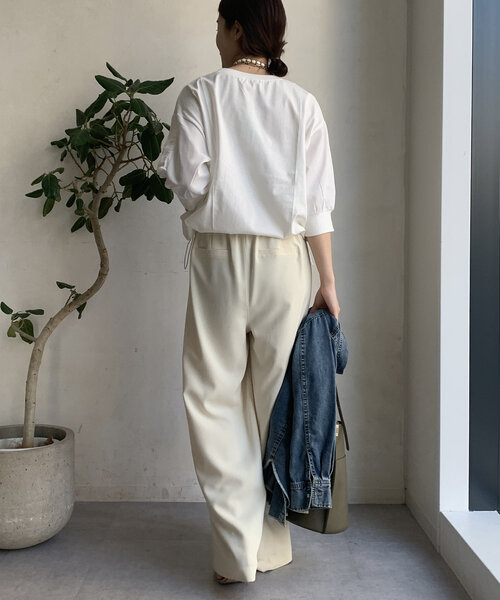 DouDou(ドゥドゥ)の「【WEB限定】MA1ポケット切替プルオーバー(Tシャツ/カットソー・レディース・ブラック/カーキ/オフホワイト・FREE)」の8枚目の写真