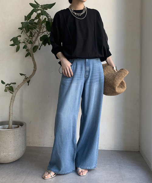 DouDou(ドゥドゥ)の「【WEB限定】MA1ポケット切替プルオーバー(Tシャツ/カットソー・レディース・ブラック/カーキ/オフホワイト・FREE)」の16枚目の写真