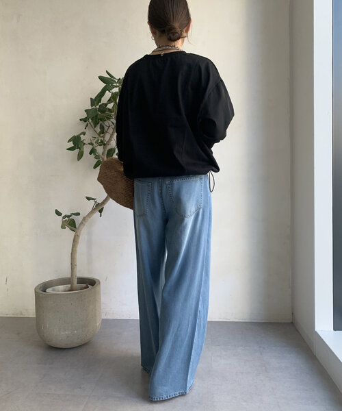 DouDou(ドゥドゥ)の「【WEB限定】MA1ポケット切替プルオーバー(Tシャツ/カットソー・レディース・ブラック/カーキ/オフホワイト・FREE)」の17枚目の写真