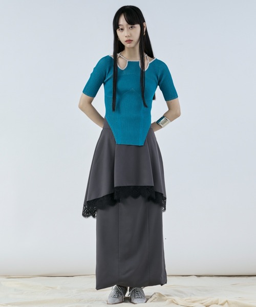 トップス 2WAY NECK RIB KNIT 2way design code neck イレリブ配色トップス（ニット/セーター