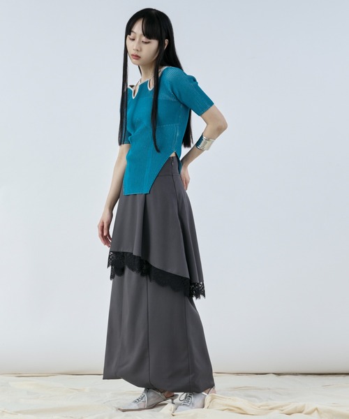 【新品タグ付き】ジップ2WAYニット　ネイビー SLY | SHAGGY MIX ZIP UP KNIT トップス (ニット ) |SHEL'TTER