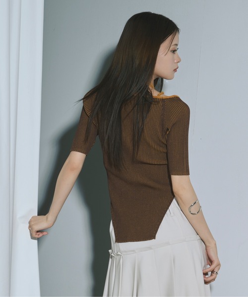 トップス 2WAY NECK RIB KNIT 2way design code neck イレリブ配色トップス（ニット/セーター
