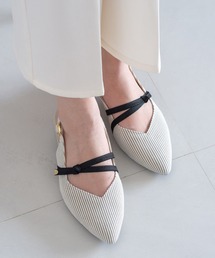 【ひんやりパンプス】【接触冷感】【清涼感】【快適】【ムレにくい】【夏でも涼しく】【さらさら感】ノットリボンストラップバックバンドパンプス(125-52114)JELLY BEANS(ジェリービーンズ)