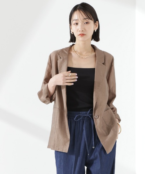 NANO universe（ナノユニバース）の「シアーシングルジャケット（テーラードジャケット・レディース・ブラック/モカ/グレー系その他4・FREE）」の3枚目の写真