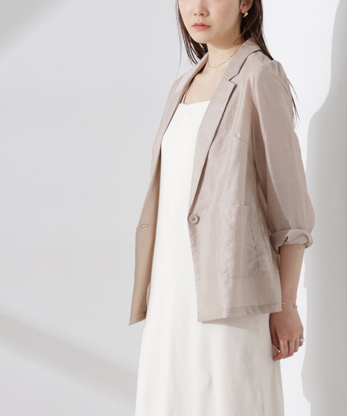 NANO universe（ナノユニバース）の「シアーシングルジャケット（テーラードジャケット・レディース・ブラック/モカ/グレー系その他4・FREE）」の6枚目の写真