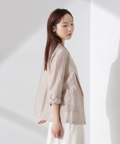 NANO universe（ナノユニバース）の「シアーシングルジャケット（テーラードジャケット・レディース・ブラック/モカ/グレー系その他4・FREE）」の5枚目の写真