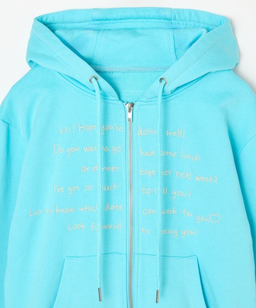 BEEDEN(ビーデン)の「EMBROIDERY JUST FIT ZIP HOODIE(パーカー・レディース・ホワイト/ブルー/グレー・FREE)」の8枚目の写真