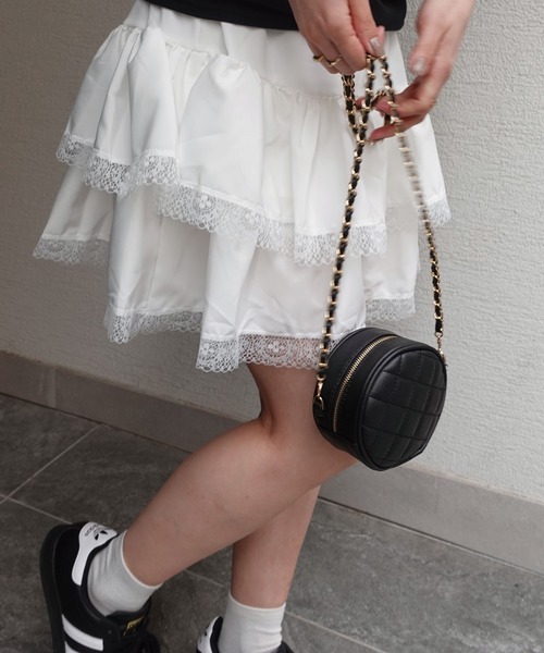 Lots of Love（ロッツオブラブ）の「レースティアードミニスカート（スカート・レディース・ブラック/ホワイト・M）」の3枚目の写真