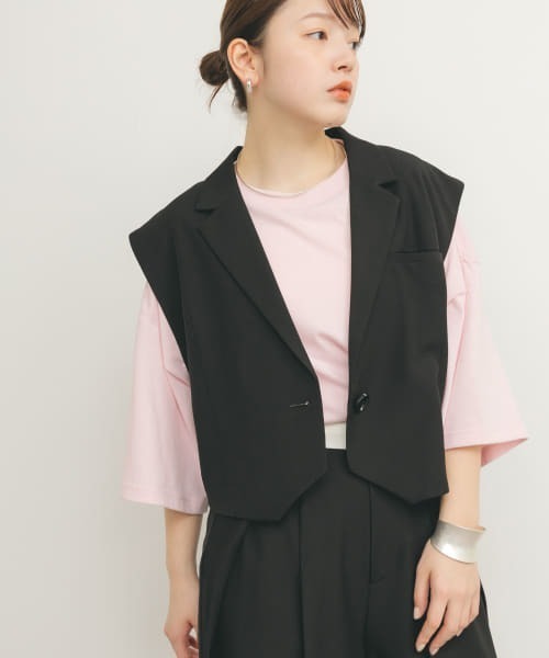 KBF（ケイビーエフ）の「ルーズテーラードベスト（その他アウター・レディース・ベージュ系その他/ブラック・ONE）」の10枚目の写真