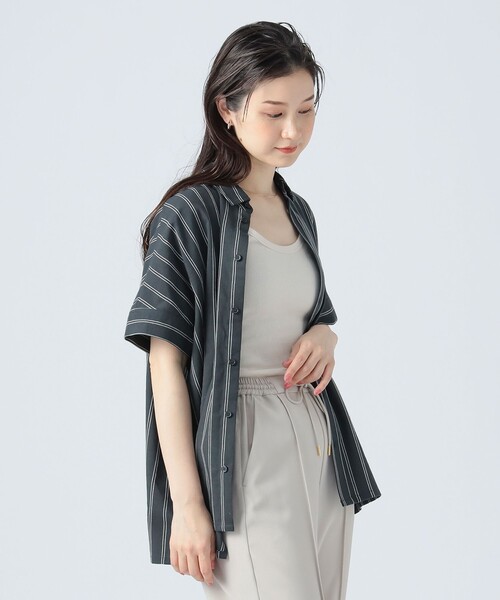 BEAMS HEART(ビームスハート)の「先染め ストライプ ボリューム シャツ(シャツ/ブラウス・レディース・チャコールグレー/オレンジ/ベージュ・FREE)」の11枚目の写真
