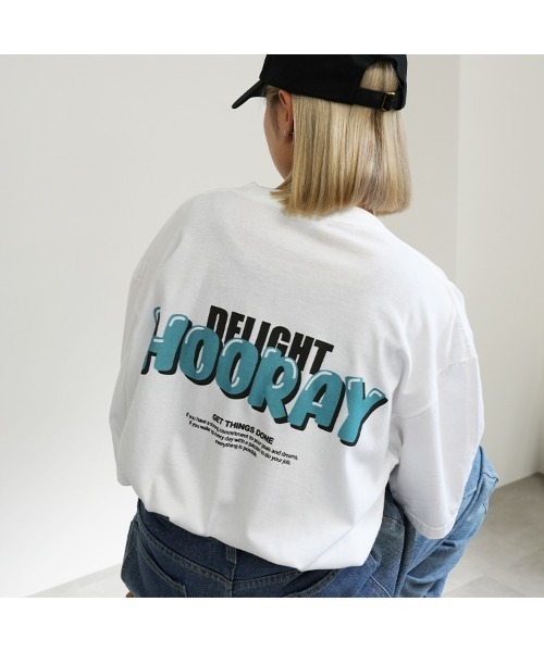 BASIS(ベイシス)の「バックデライトロゴ ビッグシルエット ユニセックス Tシャツ(Tシャツ/カットソー・レディース・ホワイト×グリーン/ホワイト×ブルー/ホワイト×ピンク・MEDIUM/LARGE)」の19枚目の写真