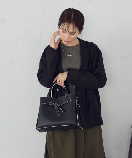 COMME CA ISM（コムサイズム）の「リボンあおりトートバッグ（トートバッグ・レディース・ベージュ/グレー/ブラック・FREE）」の7枚目の写真