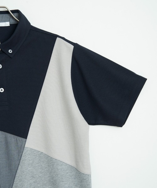 ikka(イッカ)の「ブロックス鹿の子ナナメ切り替えポロシャツ(ポロシャツ・メンズ・ホワイト/グリーン/ネイビー/ブラック・M/L/XL/S)」の7枚目の写真