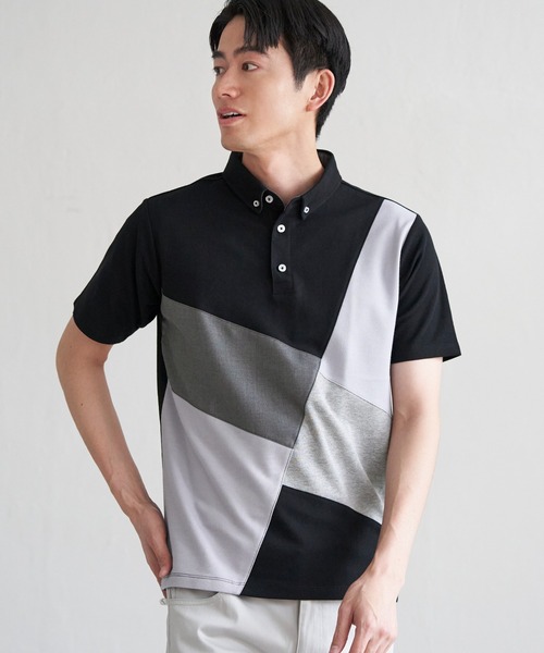 ikka(イッカ)の「ブロックス鹿の子ナナメ切り替えポロシャツ(ポロシャツ・メンズ・ホワイト/グリーン/ネイビー/ブラック・M/L/XL/S)」の13枚目の写真